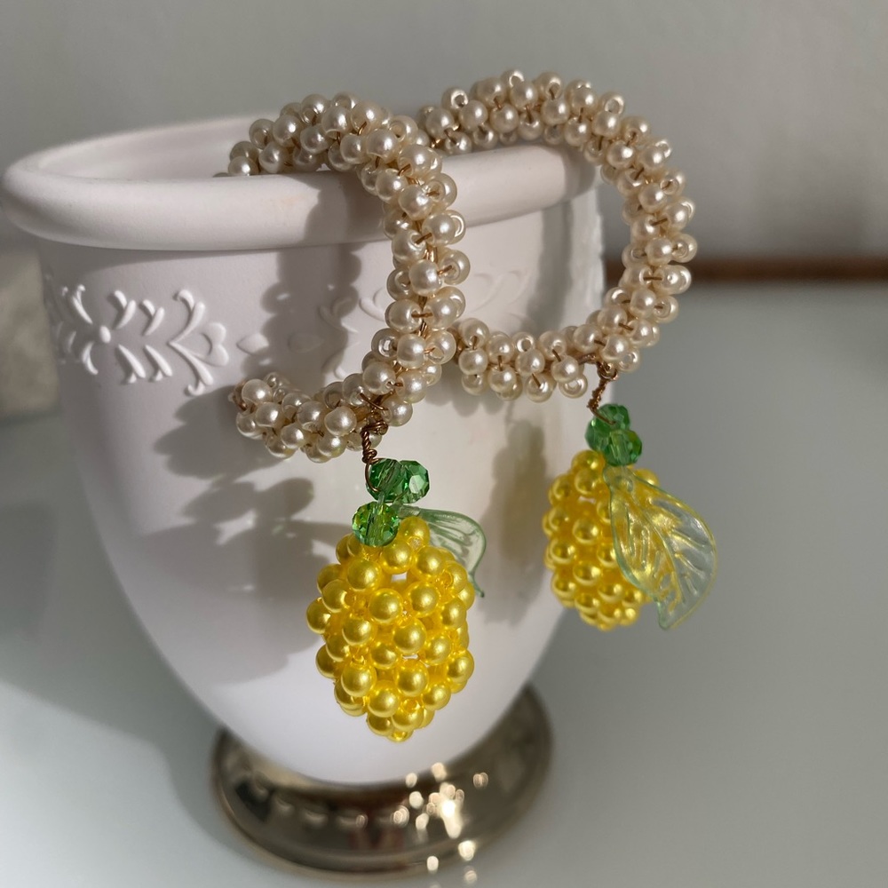 🍋 ZARA Beaded lemon hoop earrings🍋